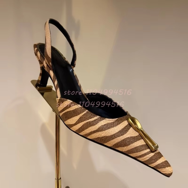 Kitten Heel Women - Boucle en métal rayé pointu chaton
