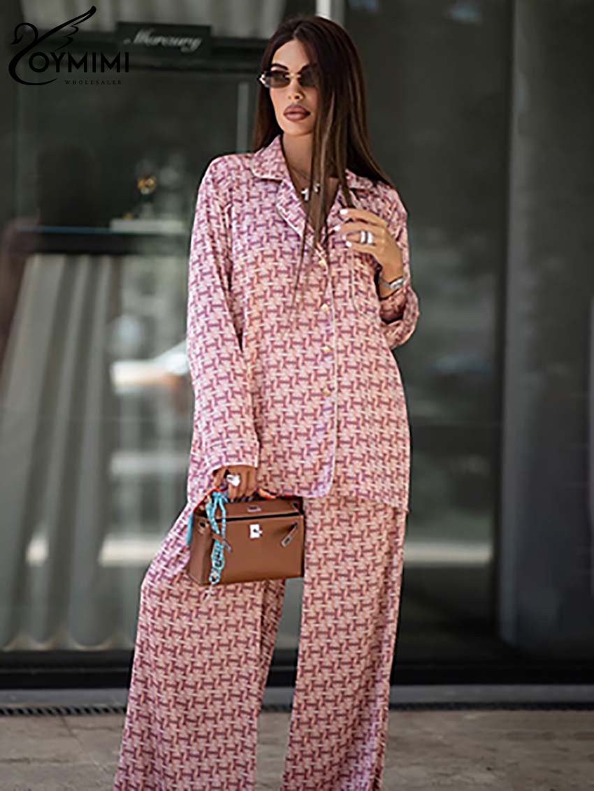 Women'S Formal Wear With Pants - Oymimi-Ensemble 2 pièces imprimé rose pour