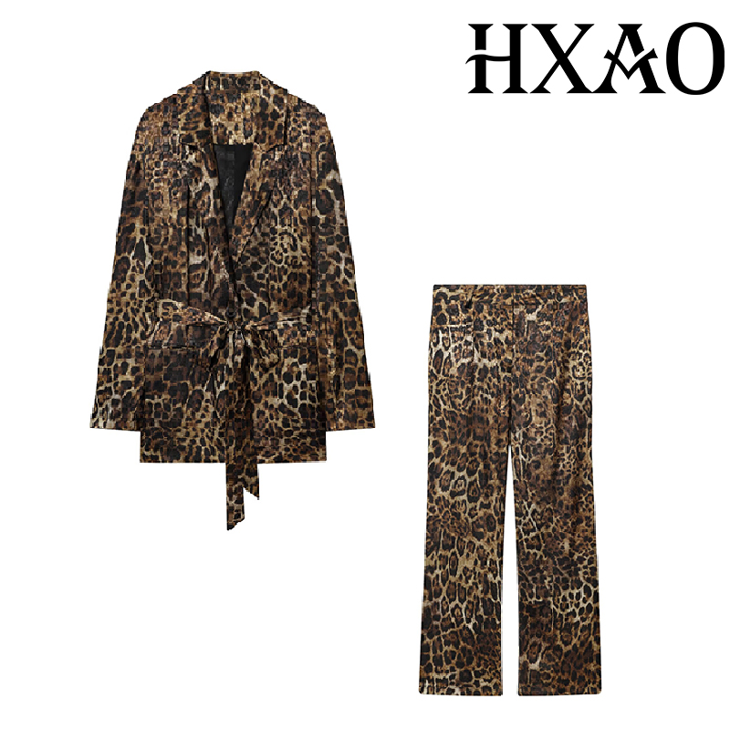 HXAO léopard pantalon ensemble - Women'S Formal Wear With Pants avis et prix