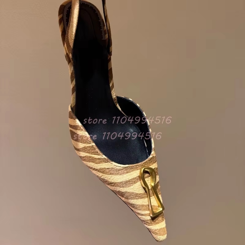 Boucle en métal rayé pointu ch - Kitten Heel Women avis et prix